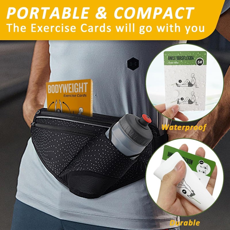 ELAORY Bodyweight & Resistance Belt Workout Cards, 100 Different Exercise Cards with Detailed Illustrations, Large Size 5" x 3.5" Fitness Cards for Women & Men - Image 4